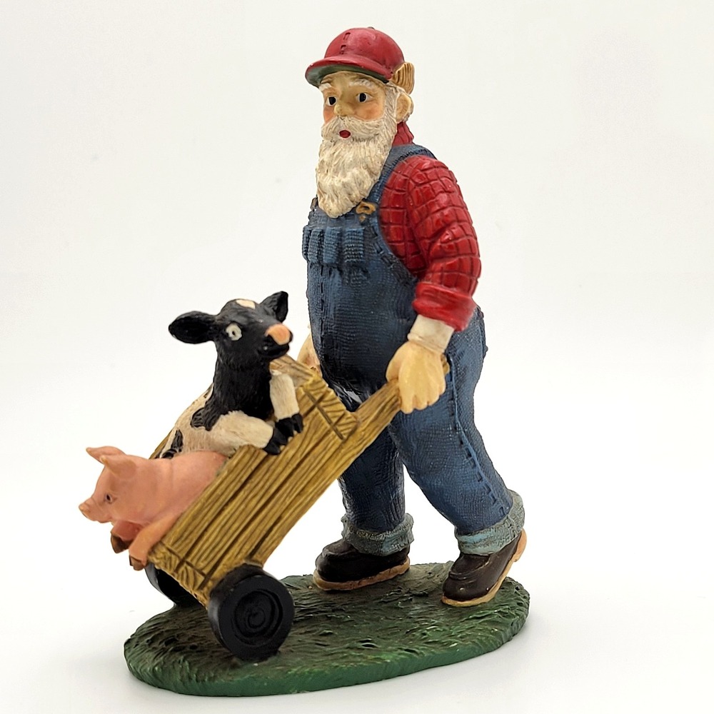 Midwest Cannon Falls Santa Pushing Pig & Calf Figurine 4in Christmas Farmhouse